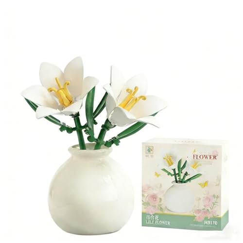 ZYHDFH Mini Fleurs Blocs de Construction,Lily avec Vase,Bloc de Construction Fleurs et...