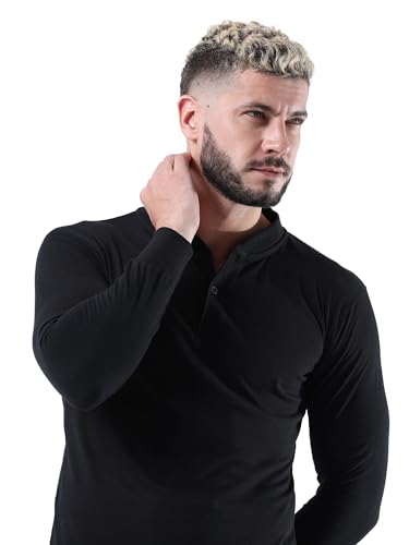 Image of fanideaz Mens Premium High Neck Henley T Shirts for Men Branded Full Sleeve Shirt for Men in Pure Cotton Casual & Formal Wear