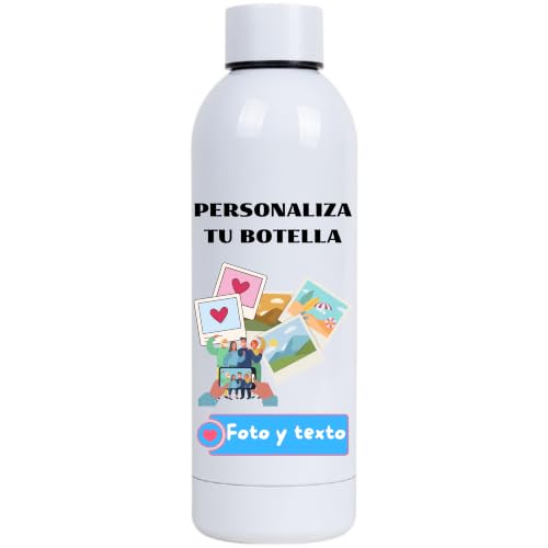 Fresh-Ko | Botella Térmica Personalizada 500 ml con Nombre, Foto o Logo | Acero Inoxidable de Doble Pared | Mantiene Frío y Calor Hasta 12h | Regalo Personalizado para Niños y Adultos | Libre de BPA