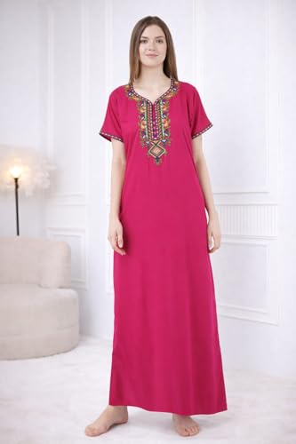 Image of Women's Cotton Blend Embroidered Maxi Nightgown