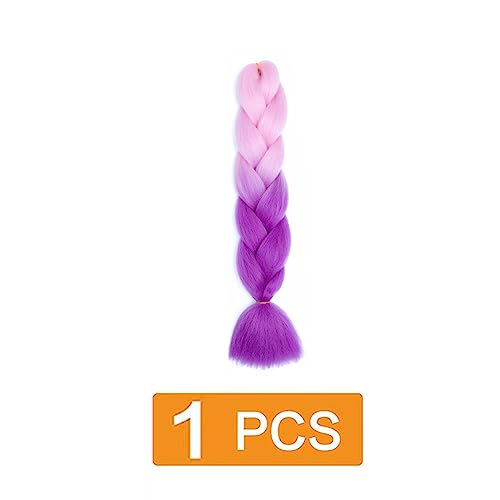rinfantasy Hair Extension Braided Fashion High Temperature Synthetic Kanekalo Braid Yaki Texture Hair Scrunchies Pink to Purple Braiding Hair,GBBZ081 - Image 2