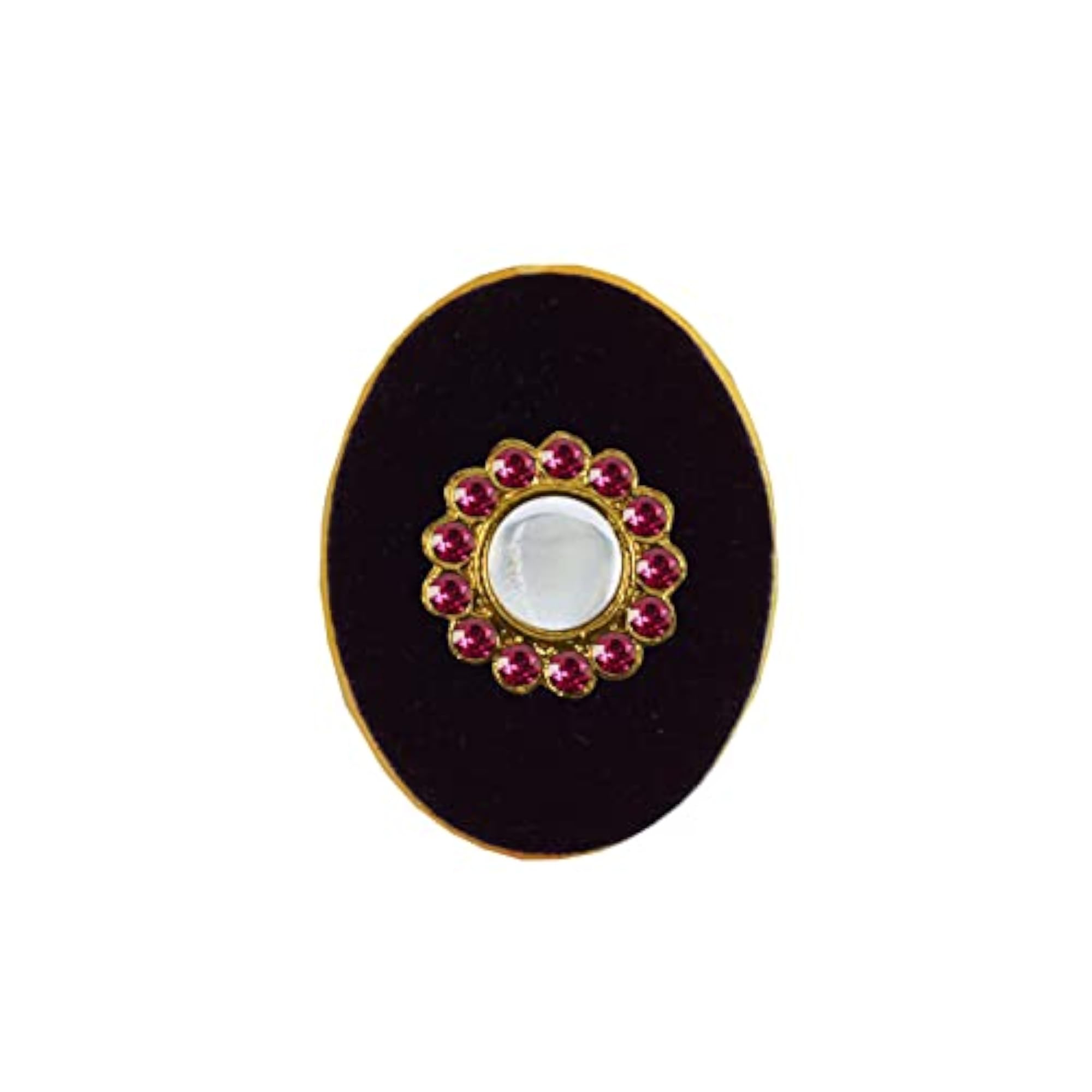 Kundun Stone Stud Sari Pin Brooch, Traditional Charm