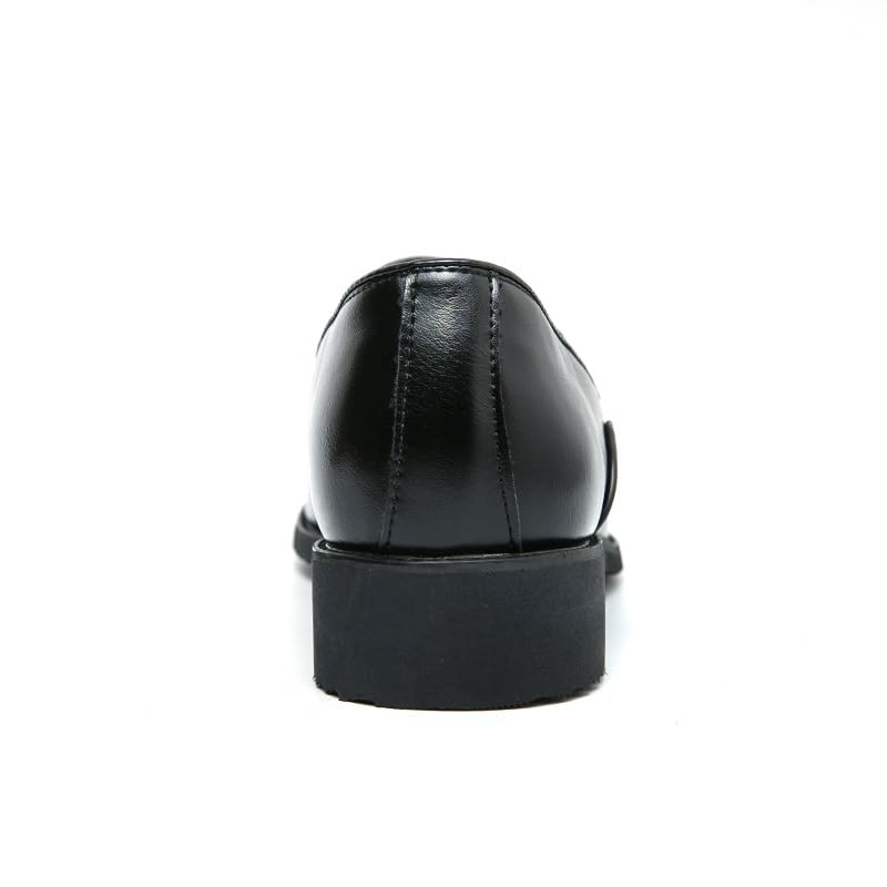 Dress Shoes for Men Slip On Pointed Burnished Toe Faux Leather Solid Color Shoes Anti-Slip Rubber Sole Slip Resistant Block Heel Outdoor3