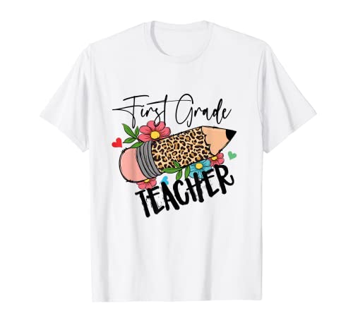 Maestro de primer grado leopardo lápiz 1er grado mujeres profesor Camiseta
