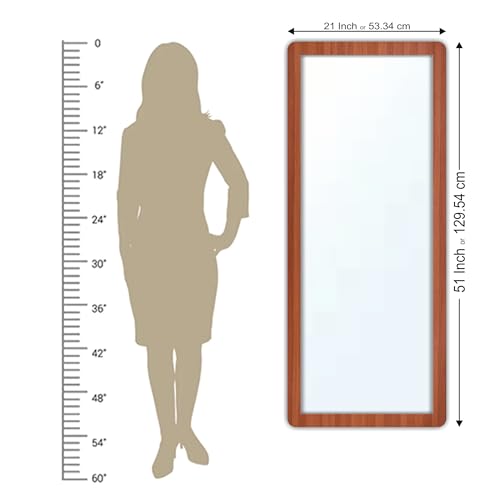 Image of Creative Arts n Frames 21 x 51 inch Full Length Dressing Chevel Long Fiber Wood Rectangular Framed HD Mirror Home Wall Living Room Decor Items (Umber Walnut Color Framed HD Mirror)
