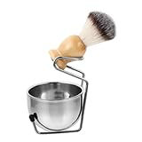 GRADENEVE メンズグルーミング シェービングボウル ステンレス製シェービングブラシホルダー付き レトロスル泡立て用ブラシ 髭を柔らかくす
