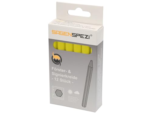 Sägenspezi Lot de 12 craies de marquage jaunes pour forestiers – 11 x 110 mm – résistantes aux intempéries