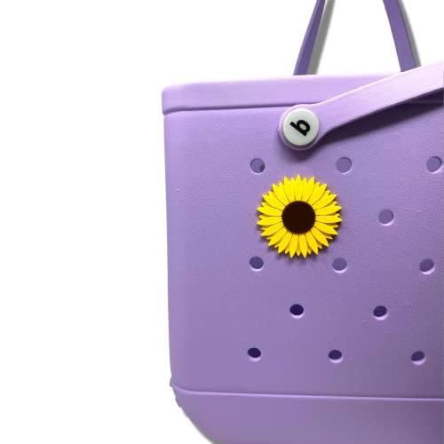 FRESHe BOGLETS - Flower Charm Accessory Compatible with Bogg Bags A Cute Decorative Perfect for Customizing Your Bag (Sunflower Charm) Yellow,Brown