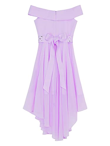 renvena Kids Flower Girl Elegant Off Shoulder Dress Chiffon Sleeveless Hi-Lo Hem Bridesmaid Wedding Party Gown4