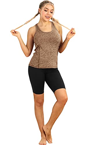 icyzone Workout Tank Tops for Women - Racerback Athletic Yoga Tops, Running Exercise Gym Shirts (S, Henna) - Thumbnail 2