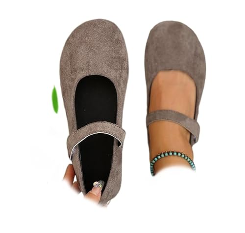 AMOUSDRDR Zapatos ortopédicos de gamuza estilo Mary Jane para mujer, con punta redonda, cómodos y suaves, con suela ortopédica, zapatos planos de ballet de gamuza, bombas de tacón plano, Brown, 0 UK AMOUSDRDR Zapatos ortopédicos de gamuza estilo Mary Jane para mujer, con punta redonda, cómodos y suaves, con suela ortopédica, zapatos planos de ballet de gamuza, bombas de tacón plano, Brown, 0 UK
