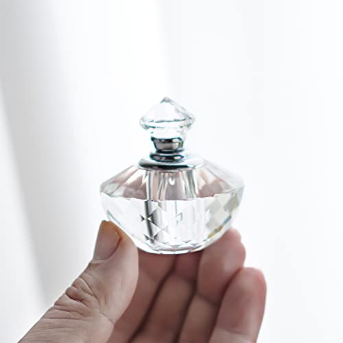 H&D Crystal Glass Art Deco Vintage Style Perfume Bottles Empty Glass Refillable 2ML