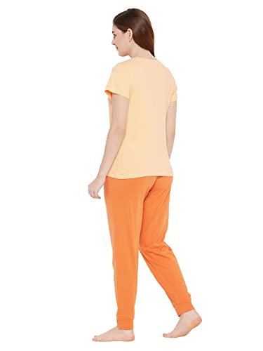 Image of Clovia Women's Cotton Printed Top and Basic Pyjama Set