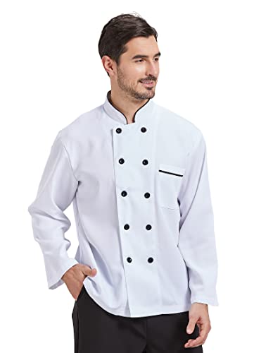 Nanxson Veste/Blouse Blanche Manches Longues pour Cuisinier Serveur CFM0001 ,Blanc,L
