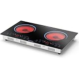 Karinear 2 Burners Electric Cooktop 24 Inch, 110v~120v Countertop and Built-in Elecric Stove Top, Portable Electric Radiant with Outlet Plug, Sensor Touch, Child Safety Lock, Timer(Blue)