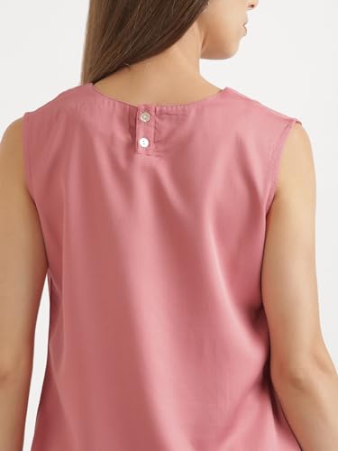 Image of SAADAA V-Neck Tops for Women| Viscose Fabric | Sleeveless Design | Relaxed Fit for Everyday Comfort | Office & Casual Wear