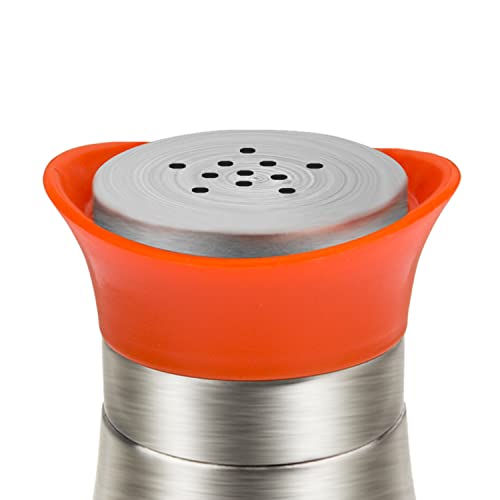Evelyne Salt Pepper Seasoning Glass Shaker With Stainless Steel Cover 2 Pcs Pack Set (Orange) #TOP5