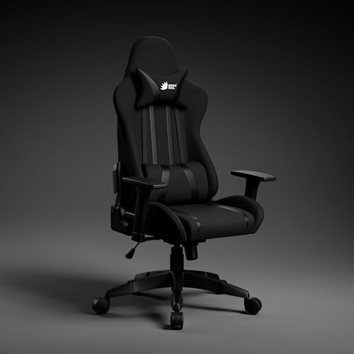 Green Soul Beast Racing Edition Ergonomic Gaming Chair with Premium Fabric & PU Leather, Adjustable Neck & Lumbar Pillow, 3D Adjustable Armrests & Strong Nylon Base (Full Black) Installation Provided