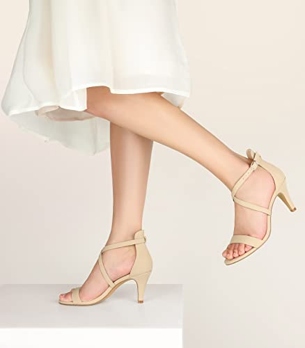 Image of Ankis Nude Gold Black Heels Strappy Heels for Women 3 Inch Stiletto Open Toe Sandals for Wedding Evening Party Homecoming