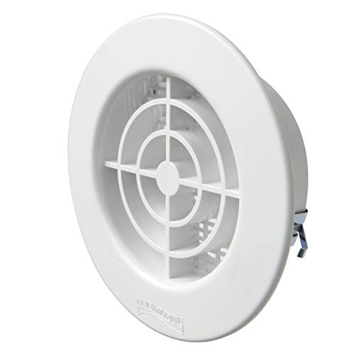 La Ventilazione TF8RB Grille de ventilation ronde en plastique à encastrer avec filet anti-insectes Blanc Diamètre 105 mm Cover