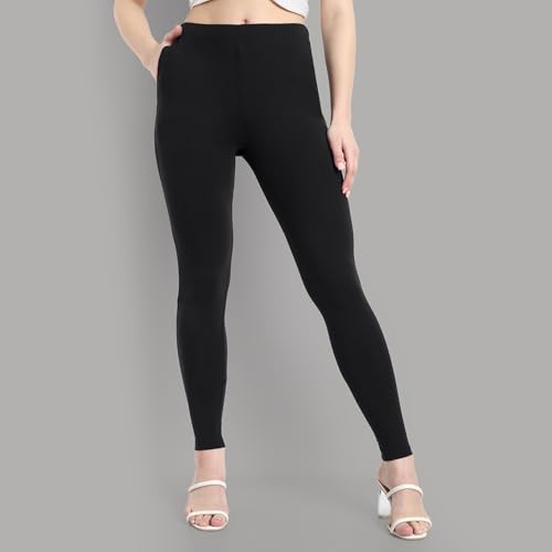 Image of ONE SKY Women Full Length Leggings | Cotton Modal Spandex Blend | High Waist Stretchable & Bio-Washed Fabric | Colour-Lock Technology | Comfortable Leggings for Women
