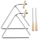 EASTROCK Triangle Instrument, Rhythm Steel Triangles Music Instrument Hand Percussion Triangles with Striker 2 PCS(8 Inch)