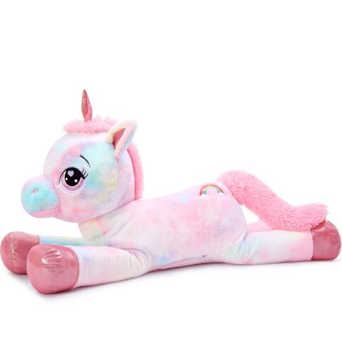MorisMos 110cm Peluche Unicornio Gigante, XXL Rosa Unicornio Peluche Grande para Niña, Suave...