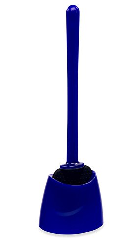 Preisvergleich Produktbild WcWunder antibakterielle WC Bürste Reinigungsbürste Toilettenbürste Klobürste WC Wunder Bürste mit Bodenhalter Behälter mit hygienischem Silikon Reinigungspad - Basis Modell, blau - Soft mit extra flexiblem Silikon Reinigungspad