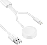 【DOS CARGADORES】: este cable de carga 2 en 1 admite un Apple Watch Series5 / 4/3/2/1 y un iPhone, que se pueden cargar al mismo tiempo. Gracias al diseño separado, puede cargar el iwatch directamente sin tener que desbloquear la correa. Nota: No se carga a través de metal o caja con un espesor de más de 4 mm.