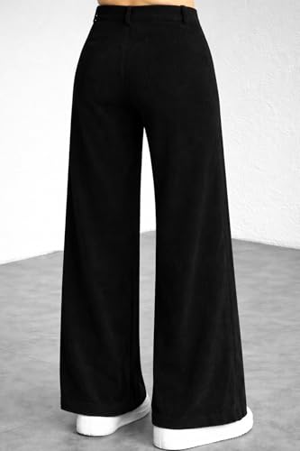 Image of V TOWN Polycotton Regular Fit High-Waist Bone Pocket Trousers for Women & Girls | Super Soft & Comfortable | Stylish & Elegant Trouser Pants for Casual Outings, Parties, Office,Travel & Gift