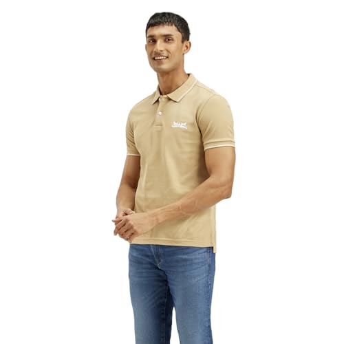 Image of Levi's Men's Solid Slim Fit Polo T-Shirt Beige
