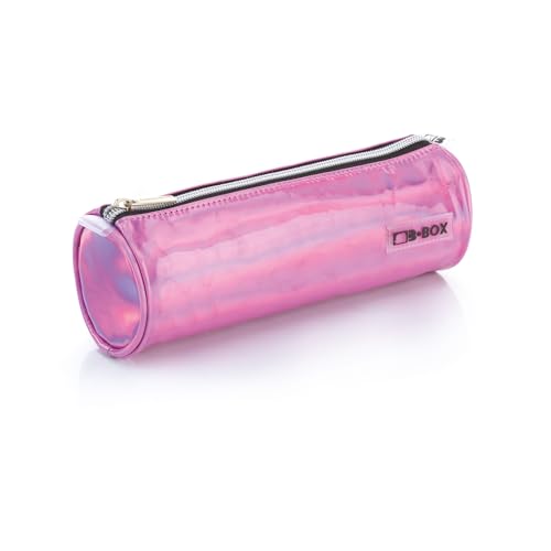 Busta Glossy porta Trucco con cerniera, versatile, adatta per la scuola, in casa, in ufficio colore Rosa, ideale da borsetta , formato 22 cm x 7.5 cm