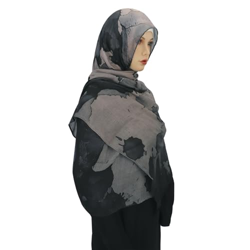 JIAHG Watercolor Printed Rayon Hijab Scarf for Women Long Turkish Muslim Head Wrap Tie-Dye Middle Eastern Shawl4