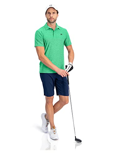 Three Sixty Six Golf Shirts For Men - Dry Fit Short-Sleeve Polo, Athletic Casual Collared T-Shirt Green #TOP3