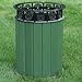 Jayhawk Plastics Jamestown Receptacle, Recycled Plastic, 12 Gal, Green