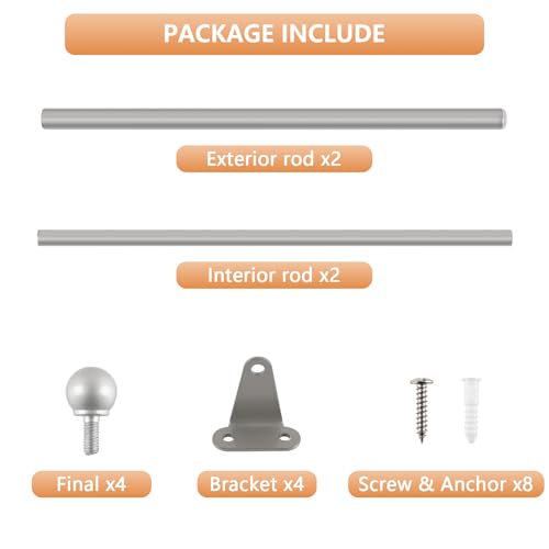 KXLife 2 Pack Mini Short Curtain Rod 12-18 Inch, 1/2" Diameter, French Door Curtain Rod, Small Adjustable Cafe Curtain Rods for Windows with Brackets (Nickel)