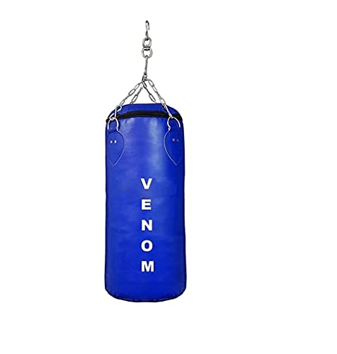 Image of Venom, Unfilled (Empty), Synthetic Leather Material Punching Bag /Kickboxing Bag /Takewondo Bag /Fitness Bag /Professional Training Bag with Hanging Chain