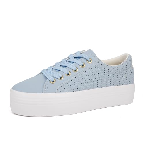 Image of JABASIC Women Lace Up Platform Sneakers Comfortable Casual Fashion Sneaker Walking Shoes