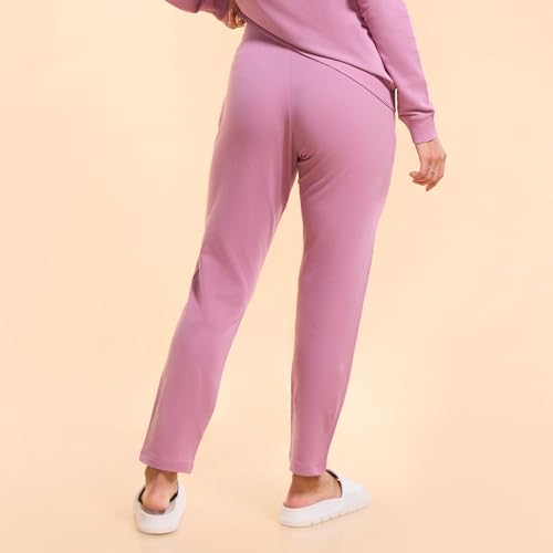 Image of Enamor Mid Rise Ankle Length Drawstring Relax Pants for Women - Slim Fit, Stretch French Terry - E060