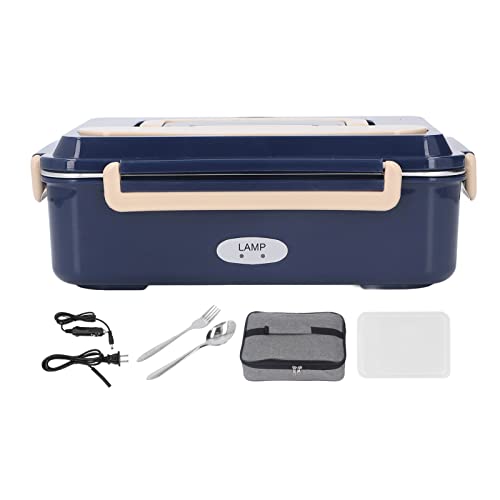Lonchera eléctrica, 40 W-80 W, acero inoxidable, 1,5 L, refrigeración, calentada, compartimento portátil, 2 rejillas con tenedor de cuchara, para adultos, coche, camión, trabajo en casa (110 V