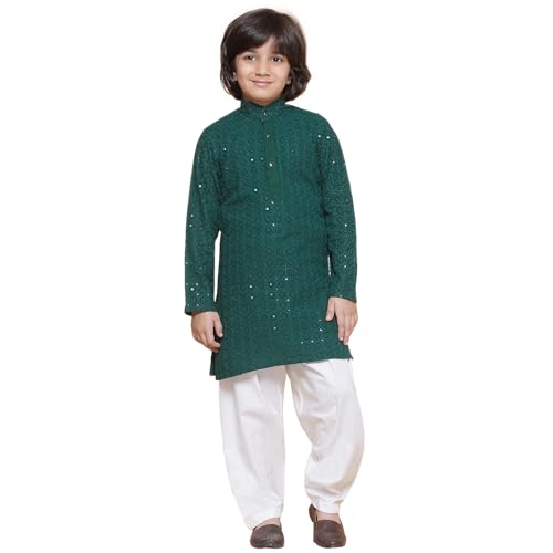 Image of AJ DEZINES Kids Kurta Pajama Set For Boys | Embroidery Chikankari Kurta Set | Traditional & Festive Outfit | Cotton Stylish Boys Kurta Pyjama | Perfect For Festivals Wedding & Family Function