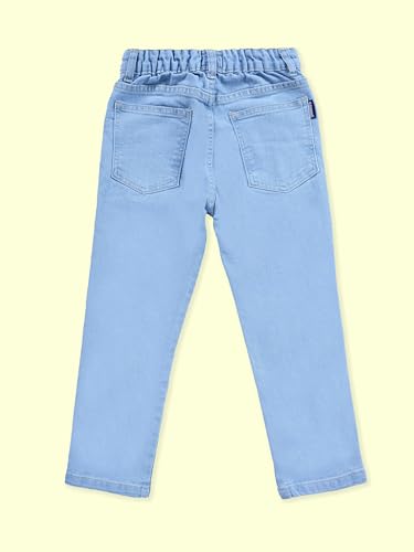 Image of KiddoPanti Boys Regular Fit Denim Pant | Stretch Poly Cotton Denim | Regular Fit Full Length Pant | Back Elasticated & Button with Zip Open Fly