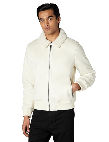 Image of DKNY Men's Faux Shearling Bomber Jacket With Faux Fur Collar