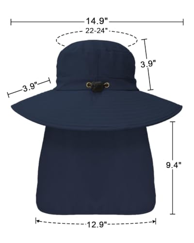 Image of Outdoor Sun Hats with Stowable Neck Flap for Men Women UPF 50+ Mesh Summer Bucket Hat Wide Brim for Fishing Safari Hiking