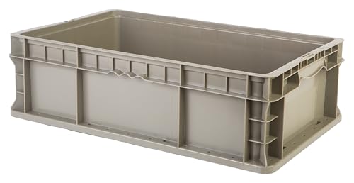 Hudson Exchange 24 x 15 x 7.5" (36 Pack) Straight Wall Handled Storage Container Tote, Gray/Brown