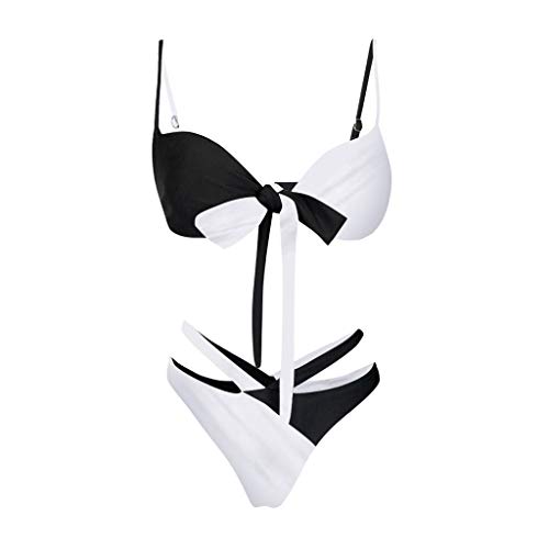 Binggong Women Color Contrast Bikini Sets Damen Farbblock Badeanzüge Push Up Figurformend Swimmwear Frauen Zweiteilige Sexy Halter Strandmode Bademode Cover