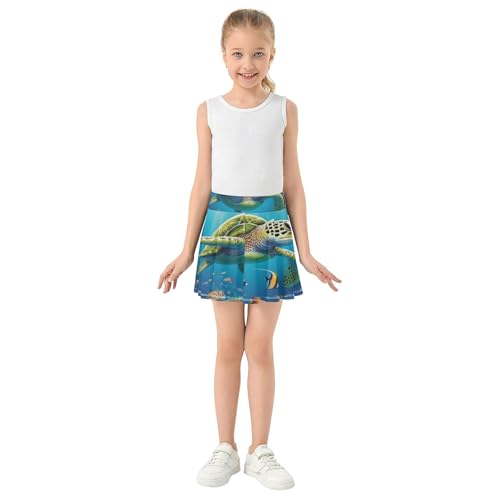 Vibrant Sea Turtle Underwater Tennis Skirts Toddler Kid Teen Athletic Shorts Girls Skorts School Skirt 4t3