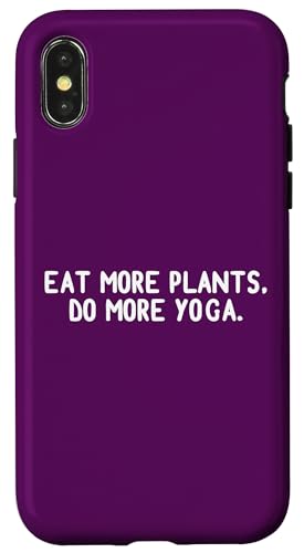 Eat More Plants Do Yoga ベジタリアン ビーガン ミーム スマホケース iPhone X/XS 用