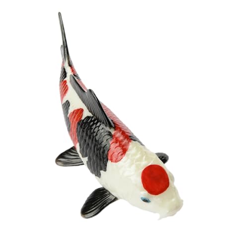 Handmade Premium Koi Fish Figurines - Unique Resin Figure - Artisan Decorative - Office & Aquarium Ornament - Collectibles & Décor (4 CM, High Grade, Kohaku Edition)