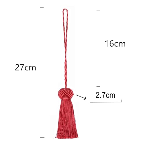 Image of BEL AVENIR 8 Pcs Elegant Polyester Key Tassel Colorful Craft Tassels Charms | Key Tassel for Christmas Tree, DIY Craft Garland Project, Wedding Home Party Decorations, Small Tassel (Red)